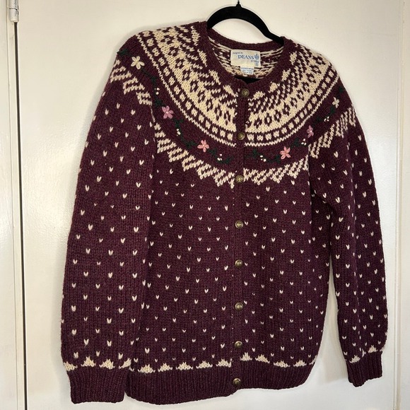 Deans of Scotland Women's Vintage Fair Isle Shetland Wool Hand-Knit Sweater Sz S - Picture 3 of 7